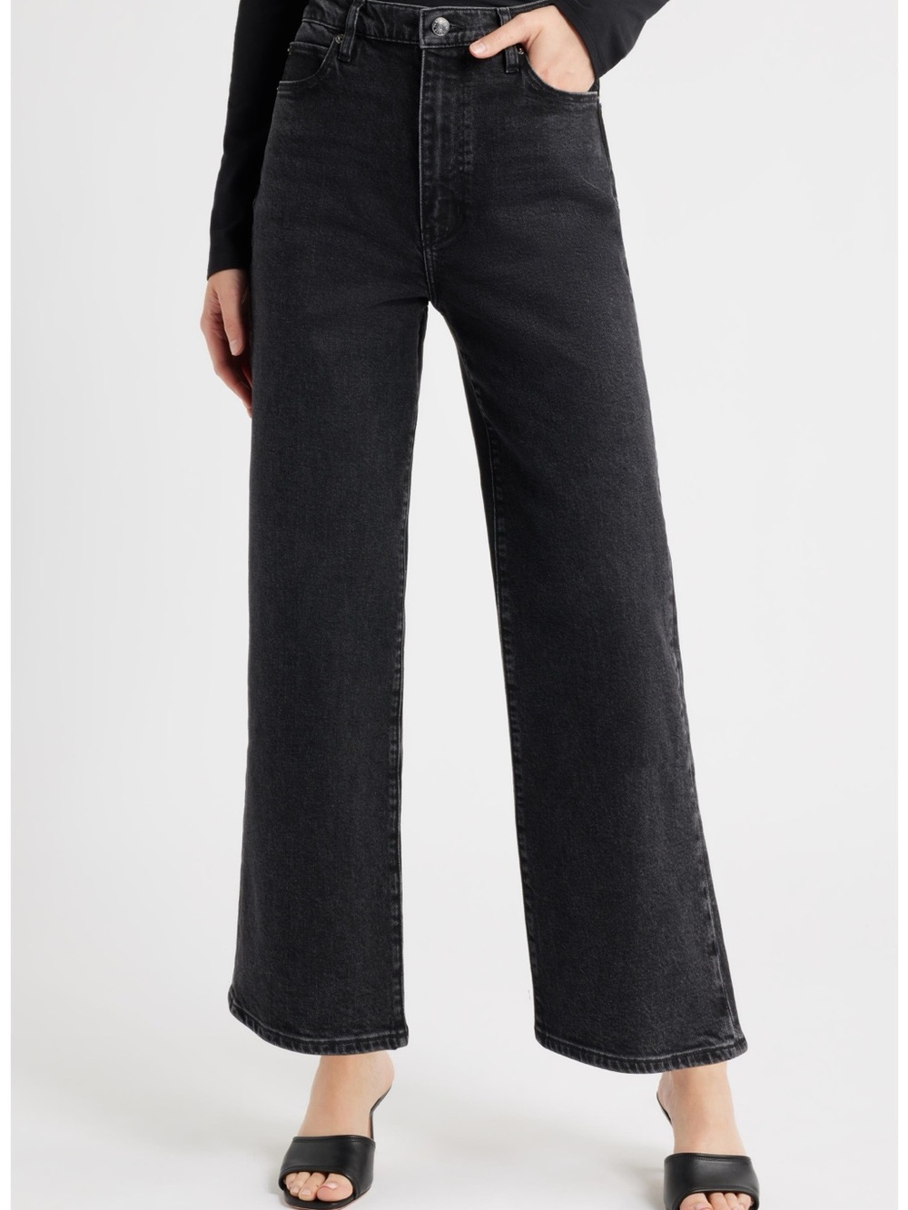 Frame Denim Black High-Rise Wide Leg Jeans